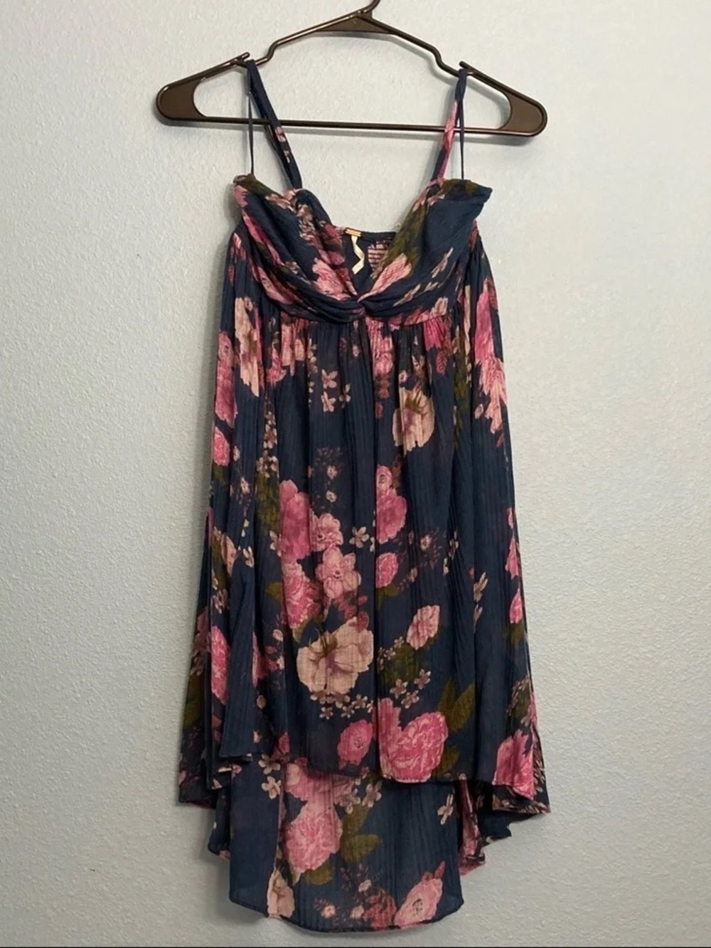 Women’s Navy Floral Spaghetti Strap Dress - Pink Floral